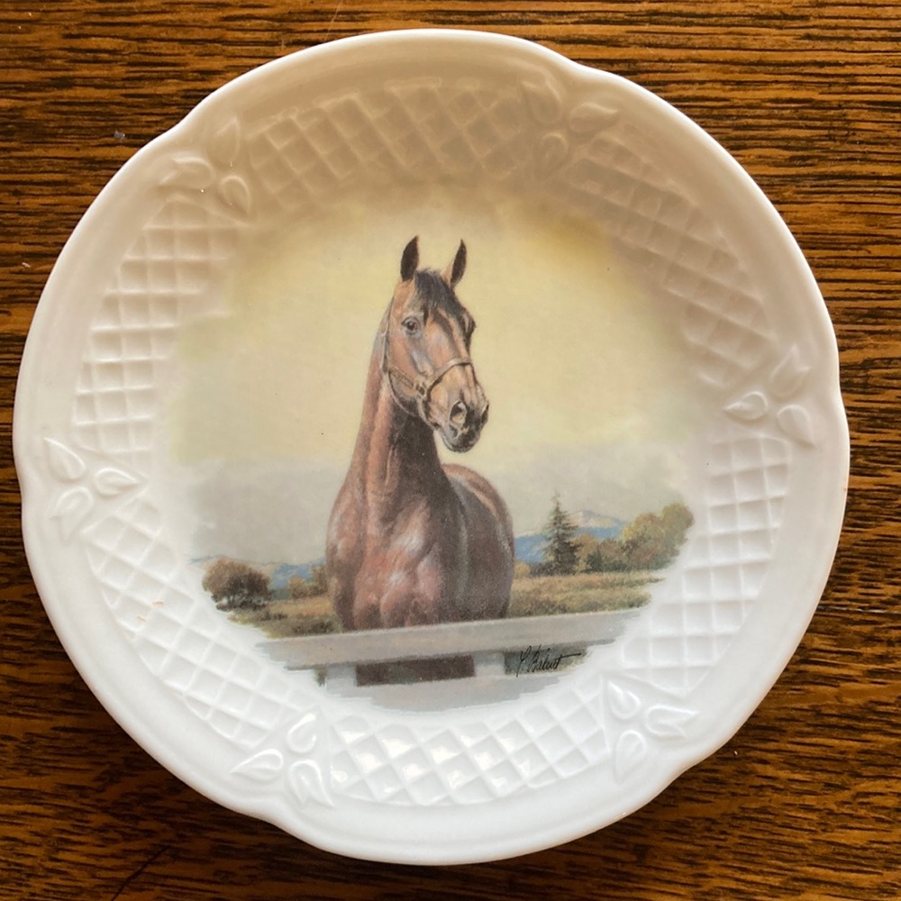 Philippe Deshoulières’s French white Limoges porcelain elegant set 6 horses rare